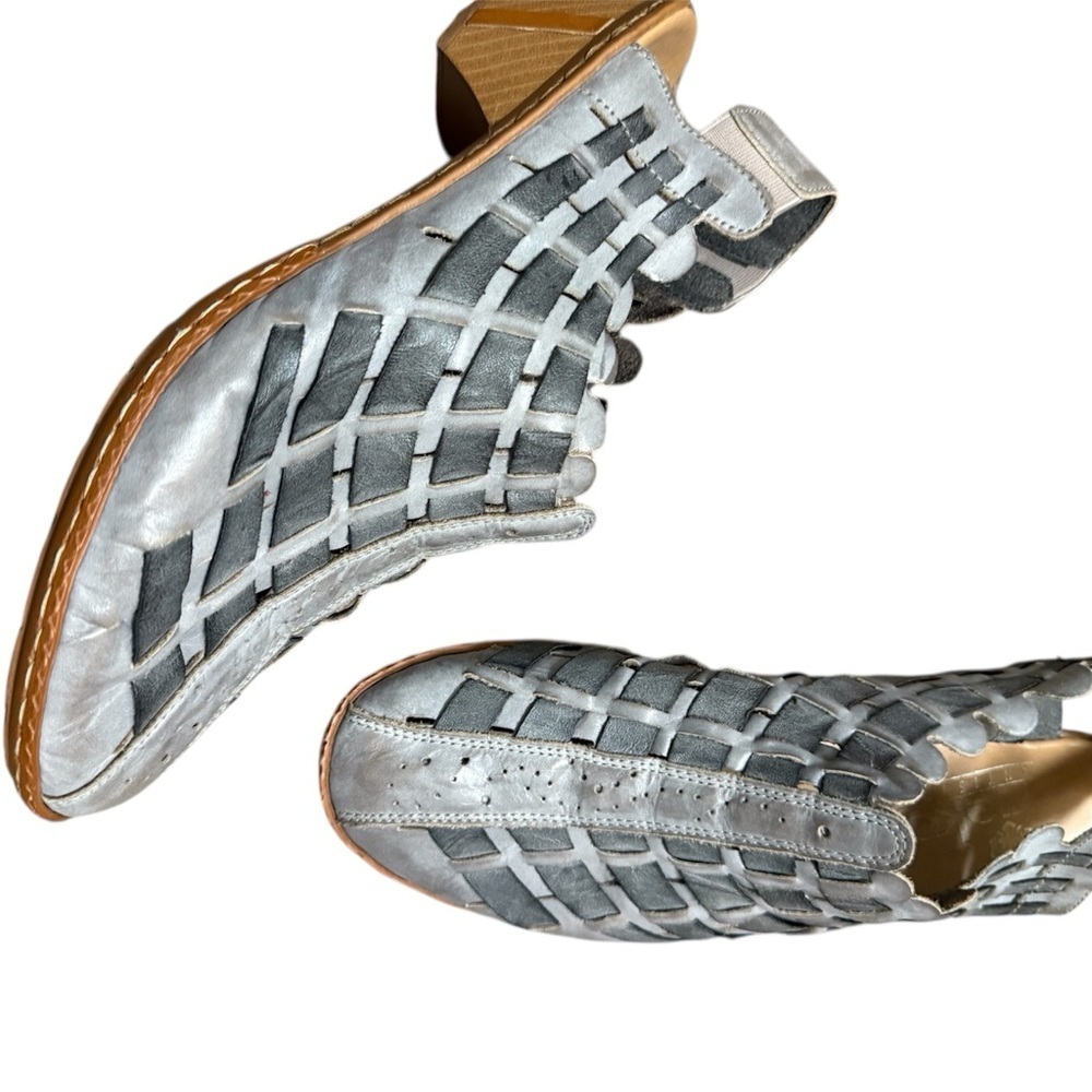 Rieker size 37 (6.5-7) Gray Mules Stylish slingback Clogs style leather EUC